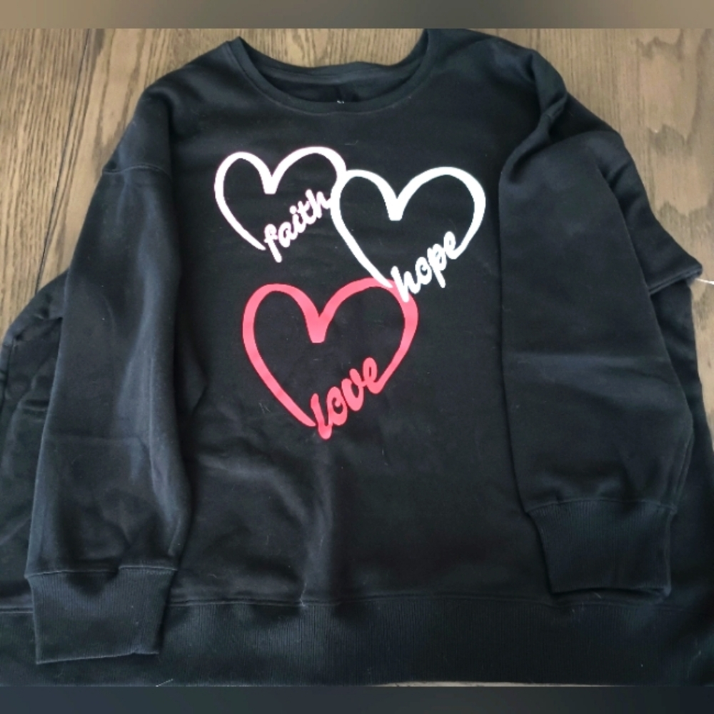Graphic Crewneck Sweatshirt Featuring Faith Hope & Love Logo Size XXXL (22)  NWT